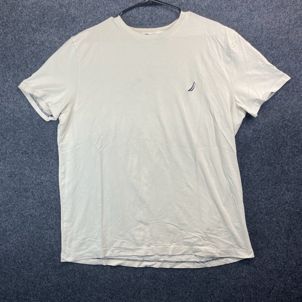 Nautica Performance Tee Embroidered Logo T-Shirt Men's XL Off-White